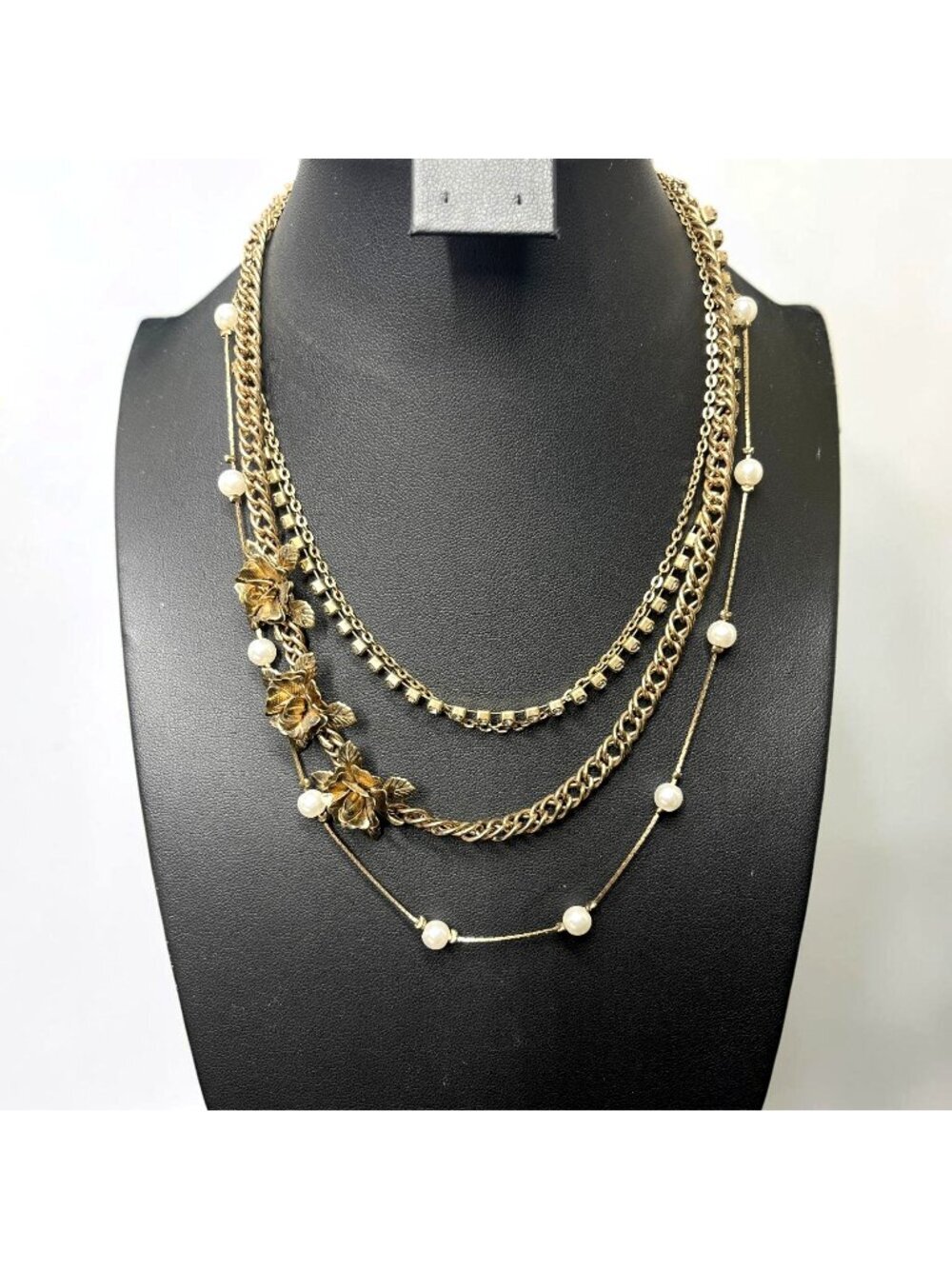 Vintage Inspired Layered Rose & Pearl Statement Necklace Coquette Regencycore